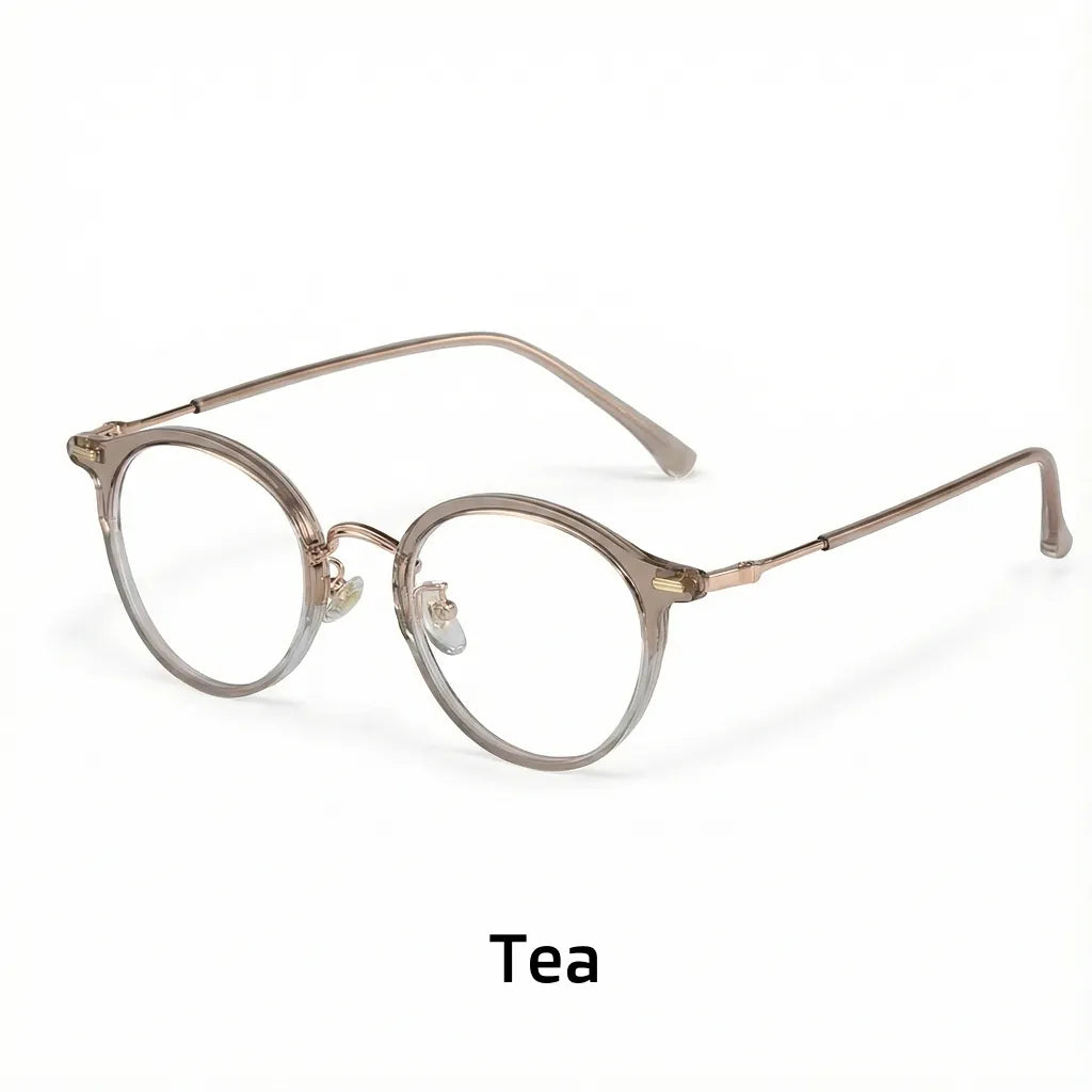 TR90 Metal Round Eyeglass Frames - Retro Optical Prescription Glasses