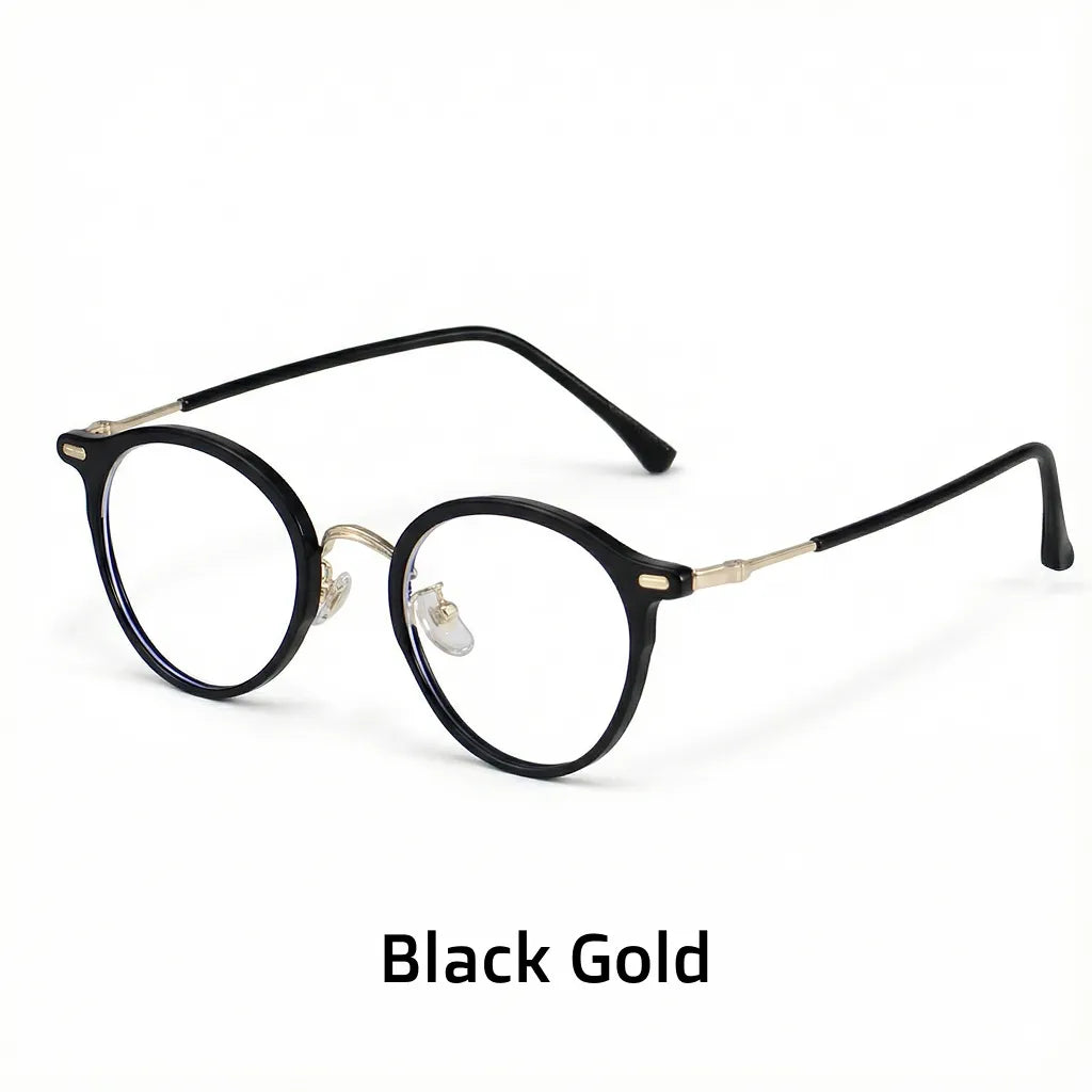 TR90 Metal Round Eyeglass Frames - Retro Optical Prescription Glasses