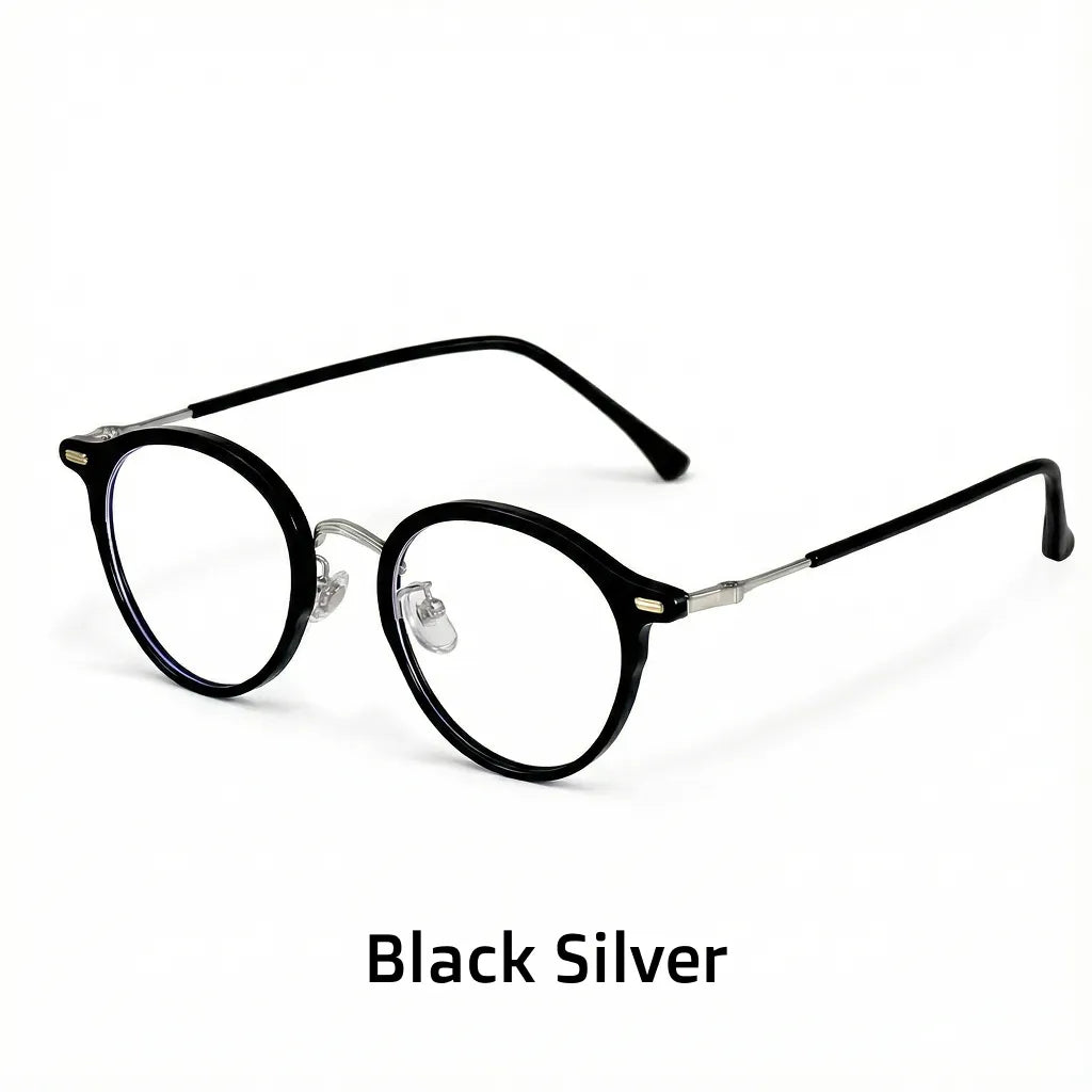 TR90 Metal Round Eyeglass Frames - Retro Optical Prescription Glasses