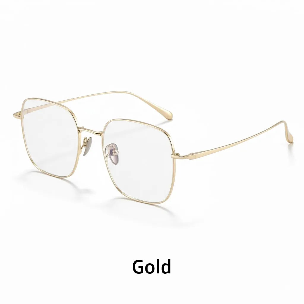 Retro Polygonal Titanium Eyeglass Frame - Unisex Optical Prescription Glasses