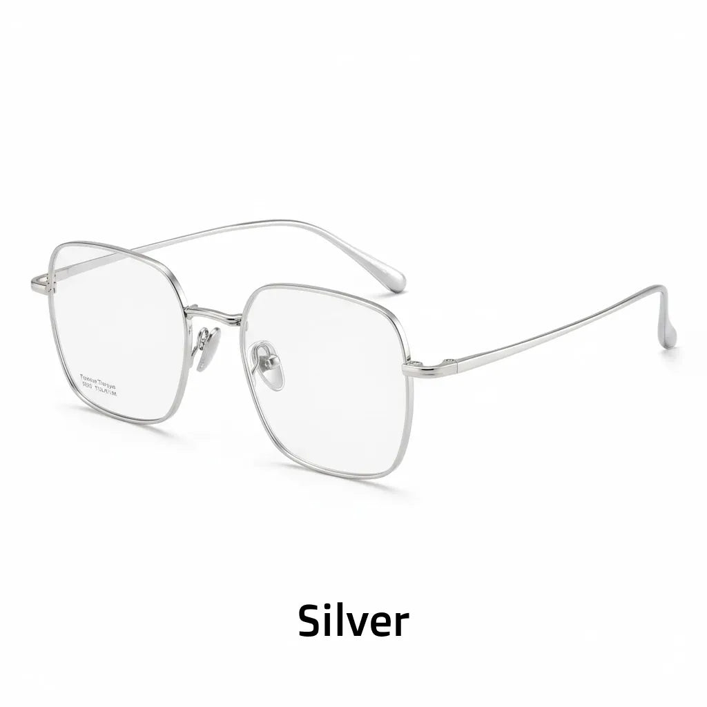 Retro Polygonal Titanium Eyeglass Frame - Unisex Optical Prescription Glasses