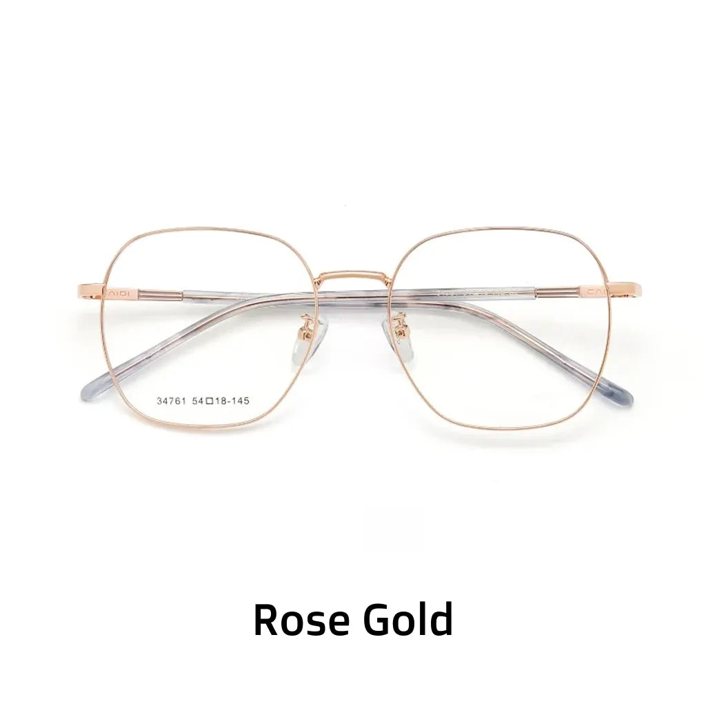 Retro Polygonal Metal Eyeglass Frame - Unisex Optical Prescription Glasses