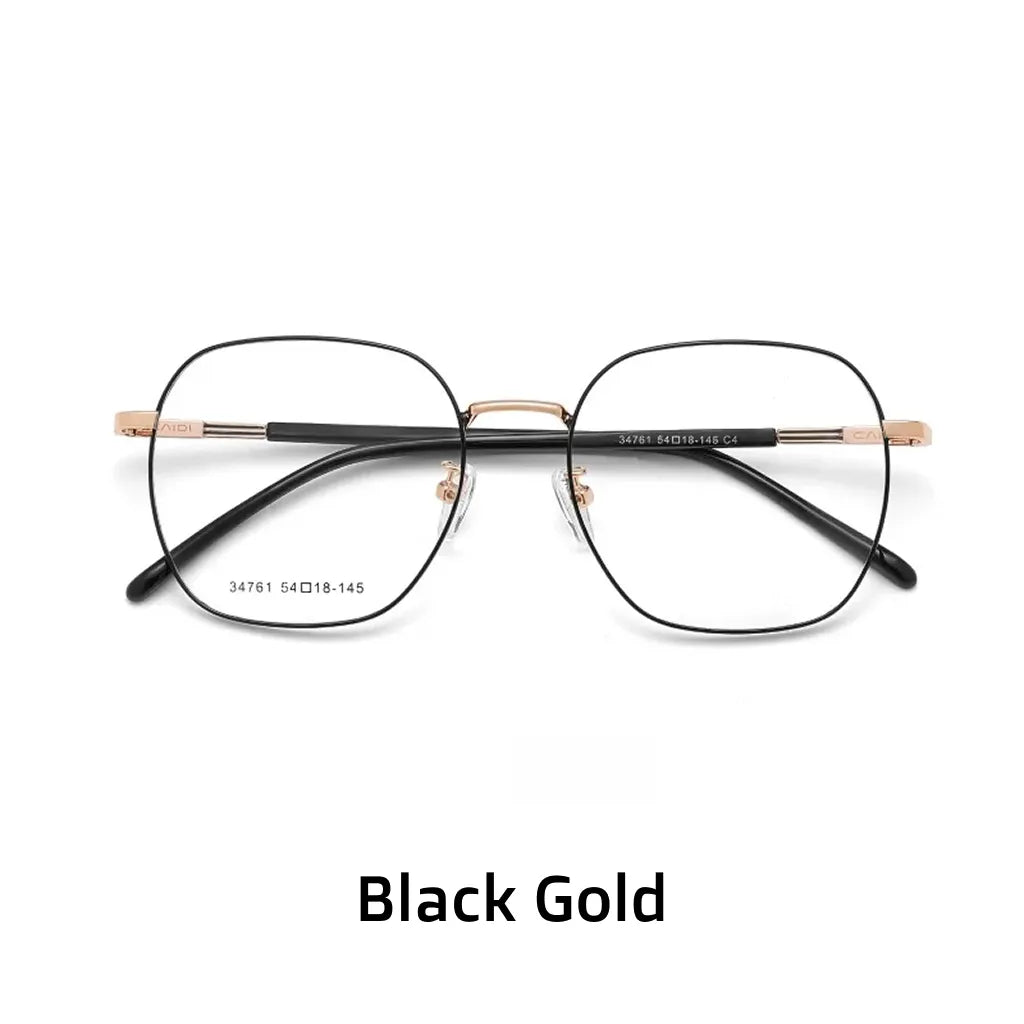 Retro Polygonal Metal Eyeglass Frame - Unisex Optical Prescription Glasses
