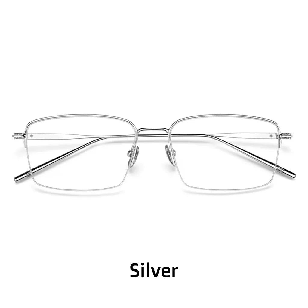 Titanium Half-Frame Reading Glasses with Anti-Blue Light