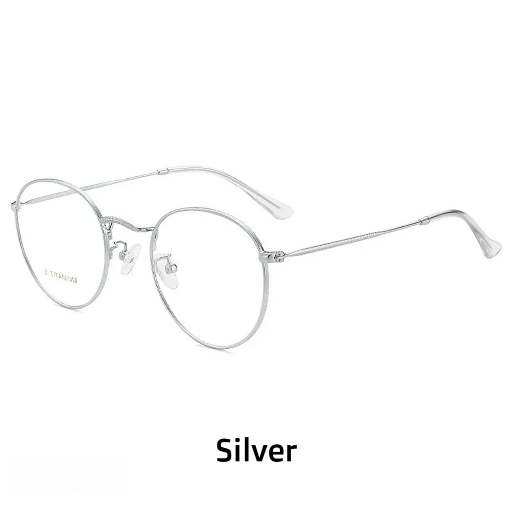 Round Titanium Glasses Frame - Anti-Blue Light Optical