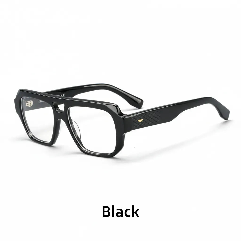 Retro Double Beam Acetate Eyeglass Frame - Unisex Optical Prescription Glasses
