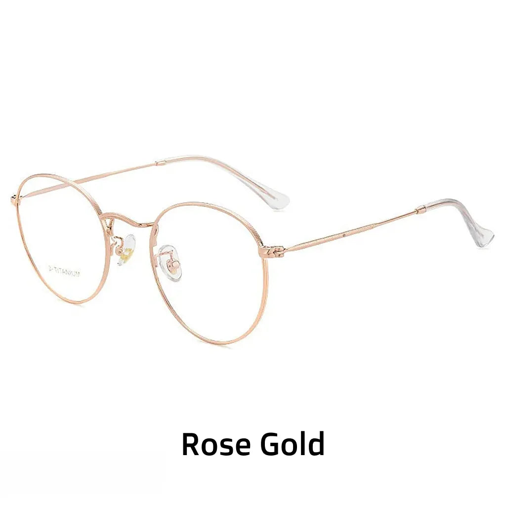 Round Titanium Glasses Frame - Anti-Blue Light Optical