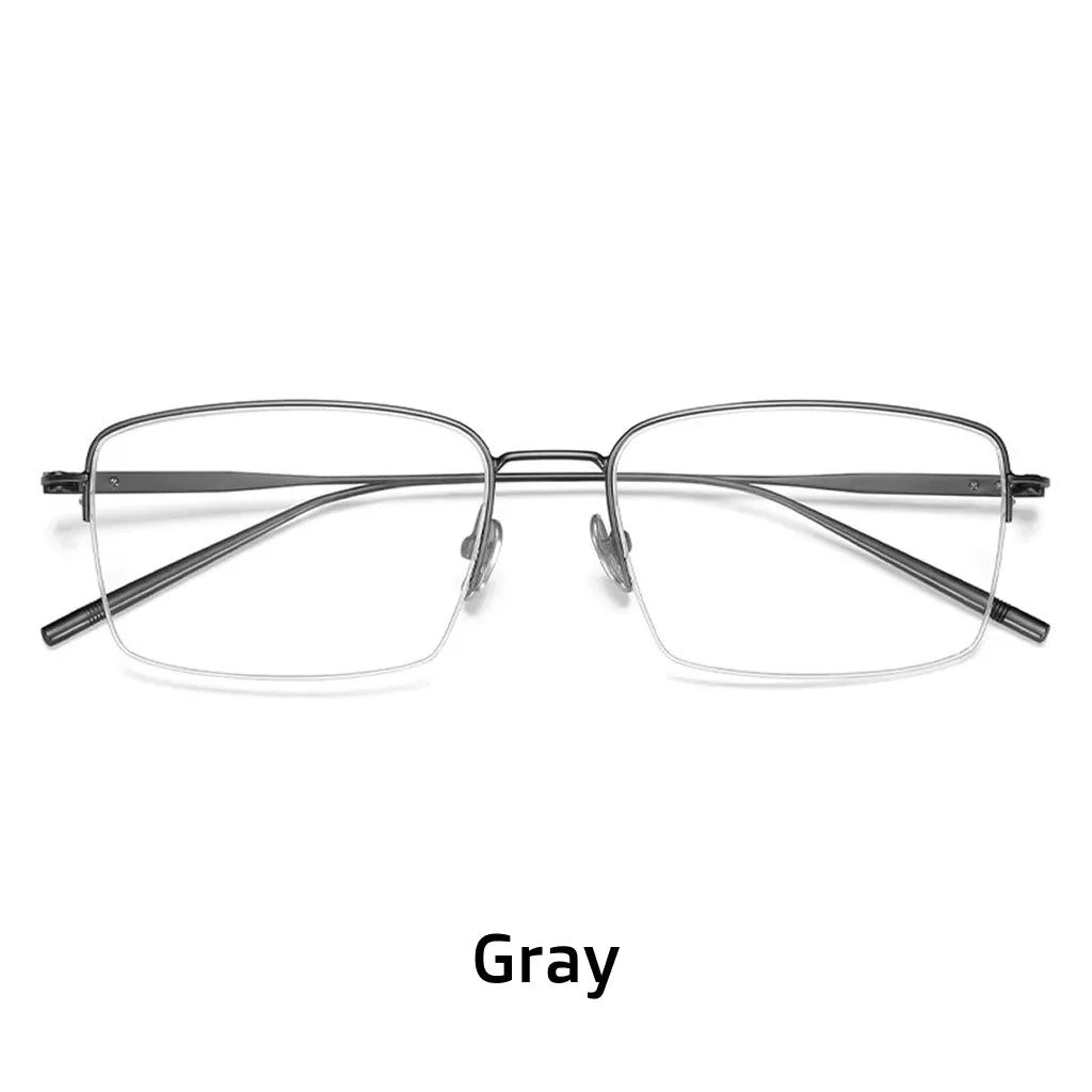 Titanium Half-Frame Reading Glasses with Anti-Blue Light