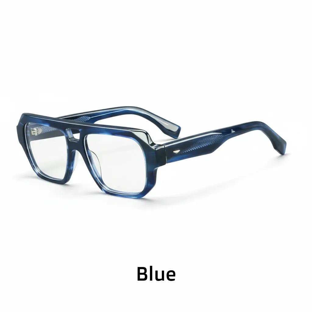 Retro Double Beam Acetate Eyeglass Frame - Unisex Optical Prescription Glasses