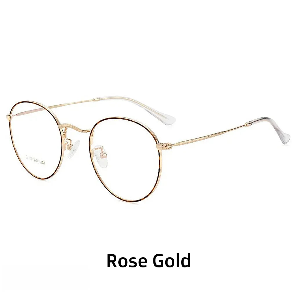 Round Titanium Glasses Frame - Anti-Blue Light Optical