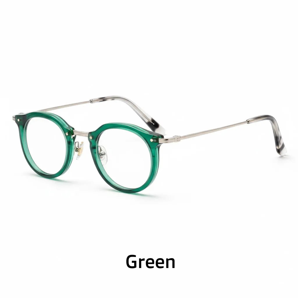 Ultra Light Round Retro Eyeglass Frame - Japanese Style Optical Prescription