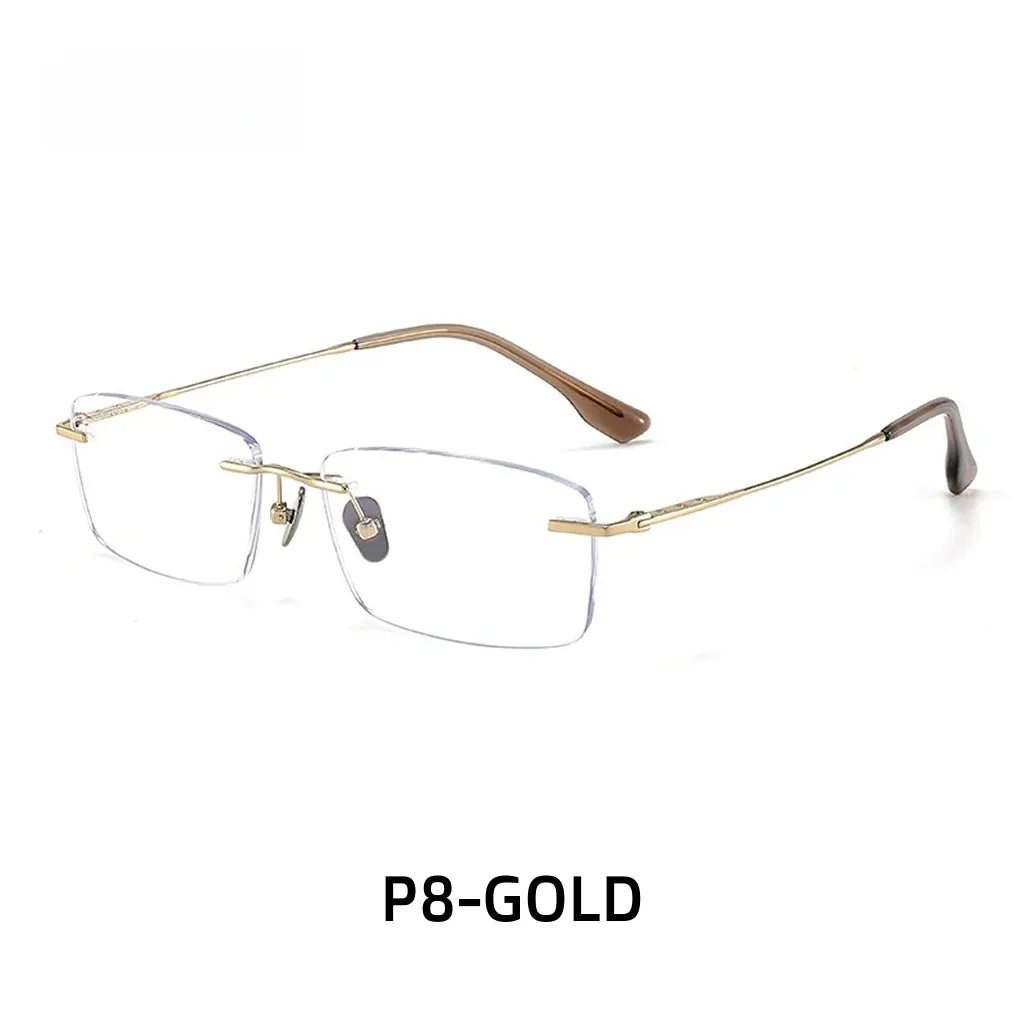 Ultra Light Titanium Frameless Optical Glasses - 8g Retro Prescription Frame