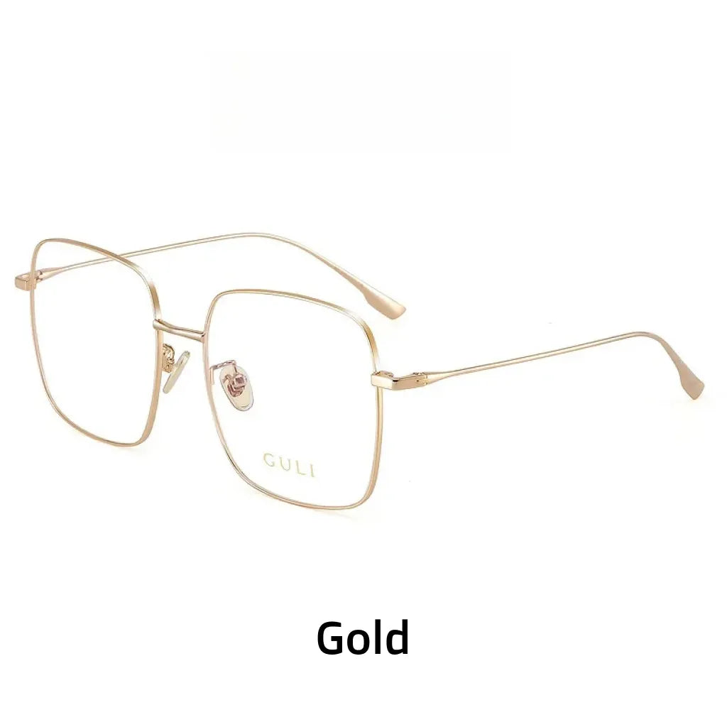 Ultraleichter Titan-Brillenrahmen – große quadratische optische Anti-Blaulicht-Brille für Damen B1134
