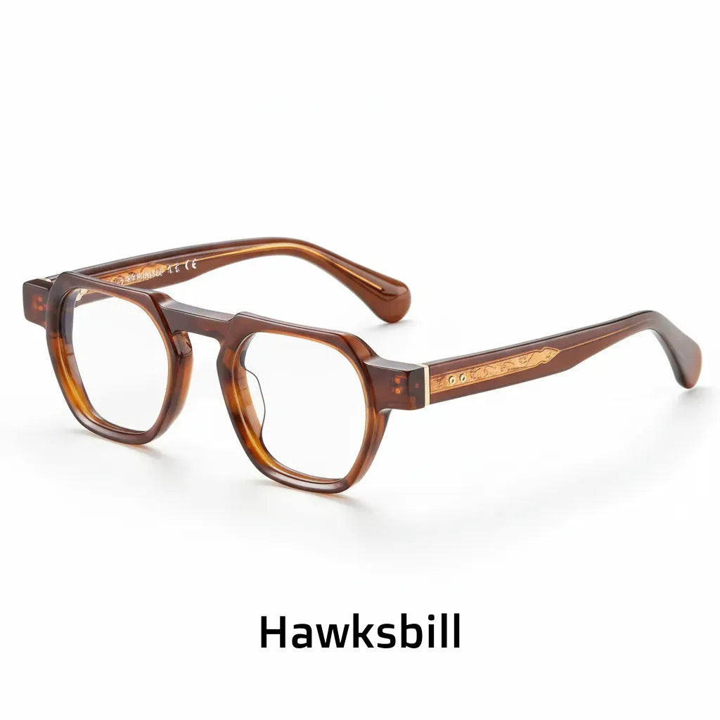 Retro Polygonal Optical Glasses Frame - Wide Edge Acetate Eyewear