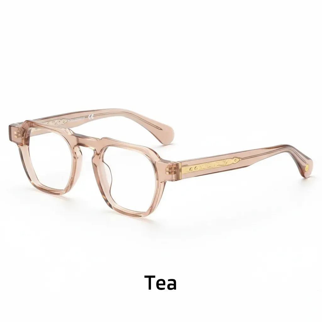 Retro Polygonal Optical Glasses Frame - Wide Edge Acetate Eyewear