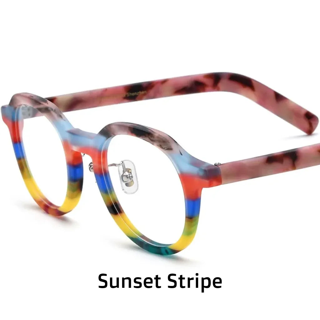 Multi-Color Patchwork Square Eyeglasses Frame - Optical Prescription