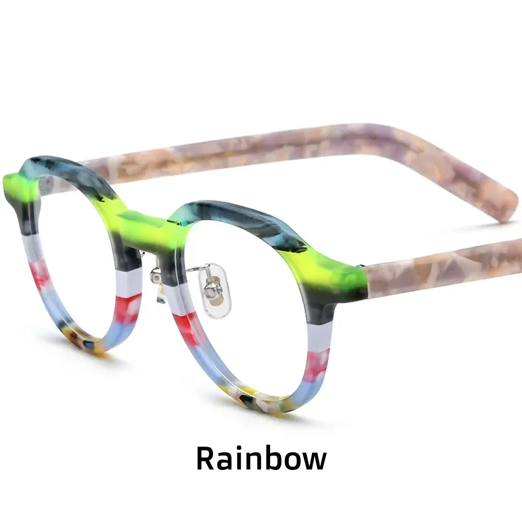 Multi-Color Patchwork Square Eyeglasses Frame - Optical Prescription