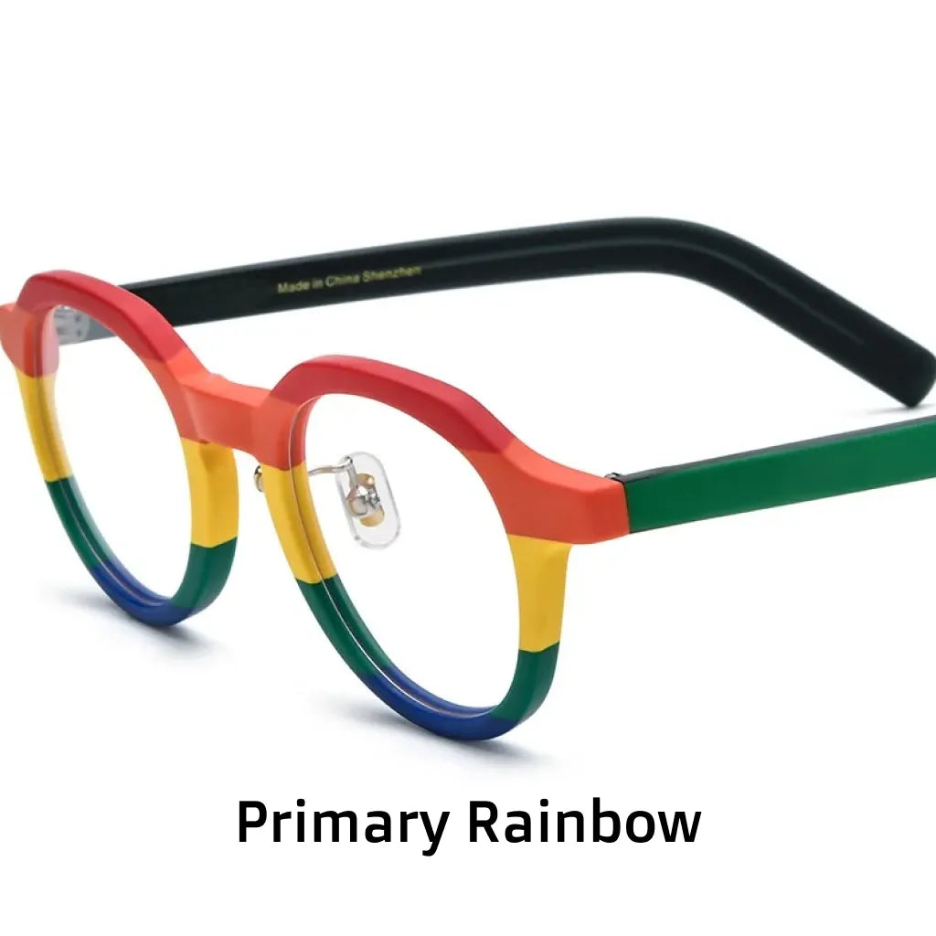 Multi-Color Patchwork Square Eyeglasses Frame - Optical Prescription