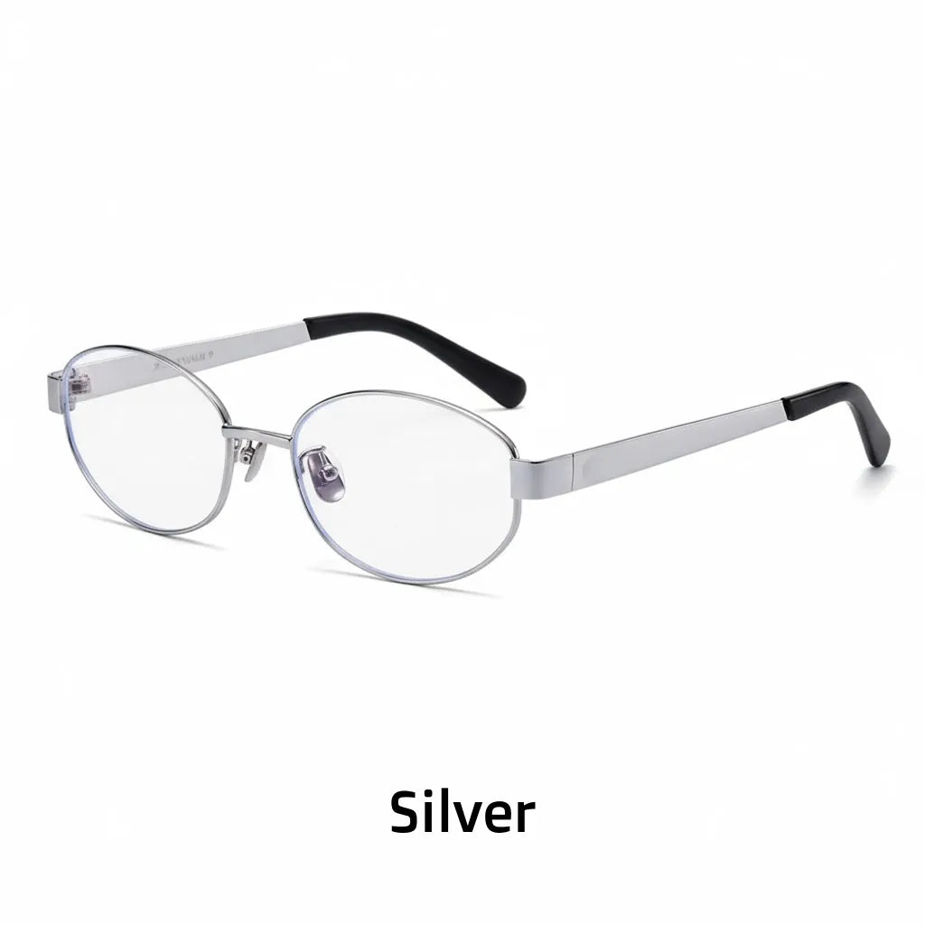 Ovaler Retro-Titan-Brillenrahmen – optische Anti-Blaulicht-Brille