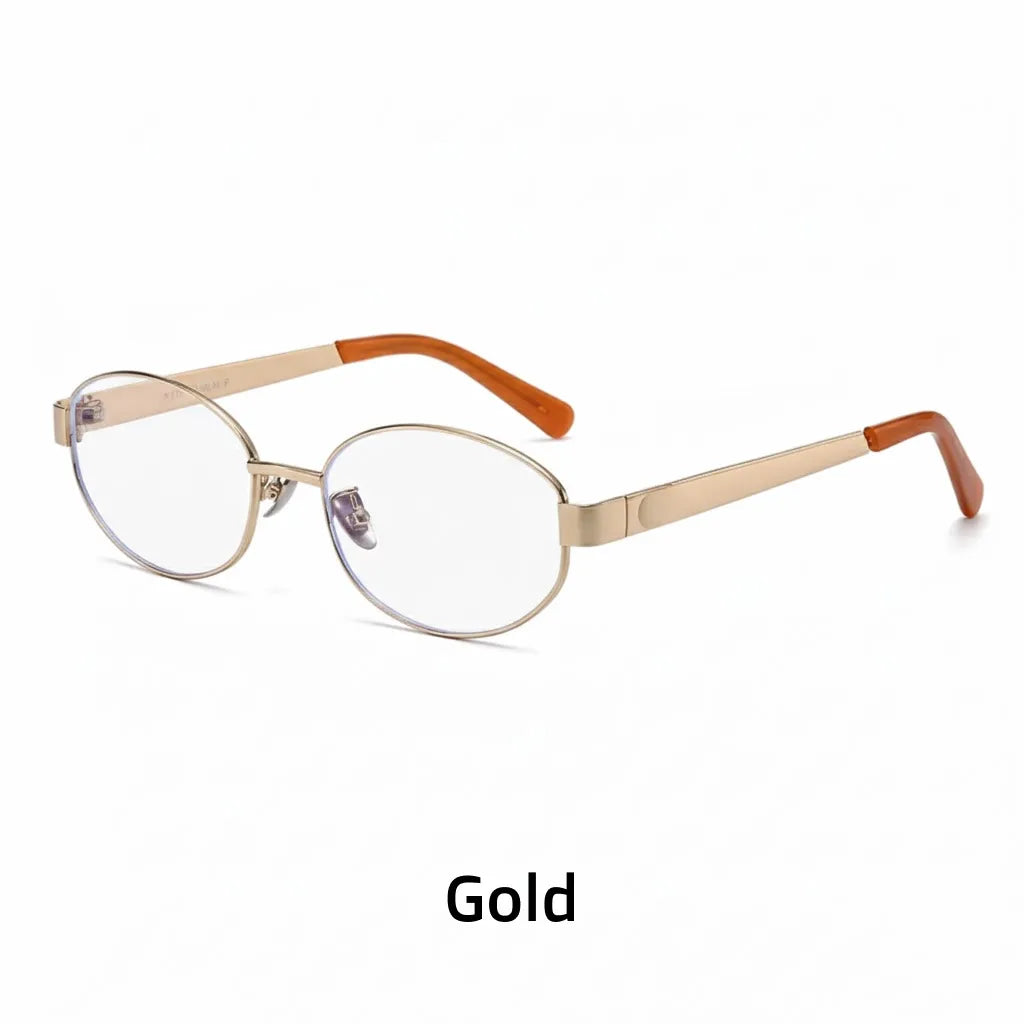 Ovaler Retro-Titan-Brillenrahmen – optische Anti-Blaulicht-Brille