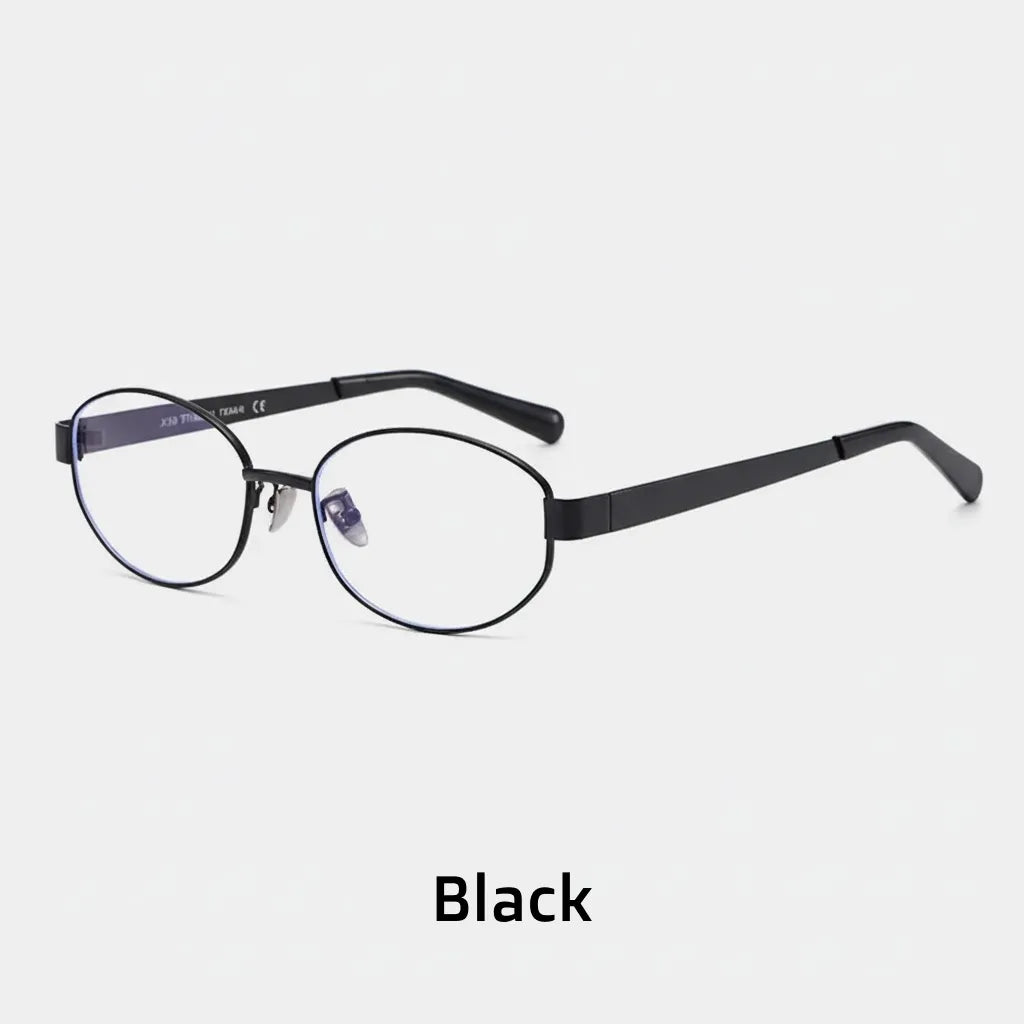 Ovaler Retro-Titan-Brillenrahmen – optische Anti-Blaulicht-Brille
