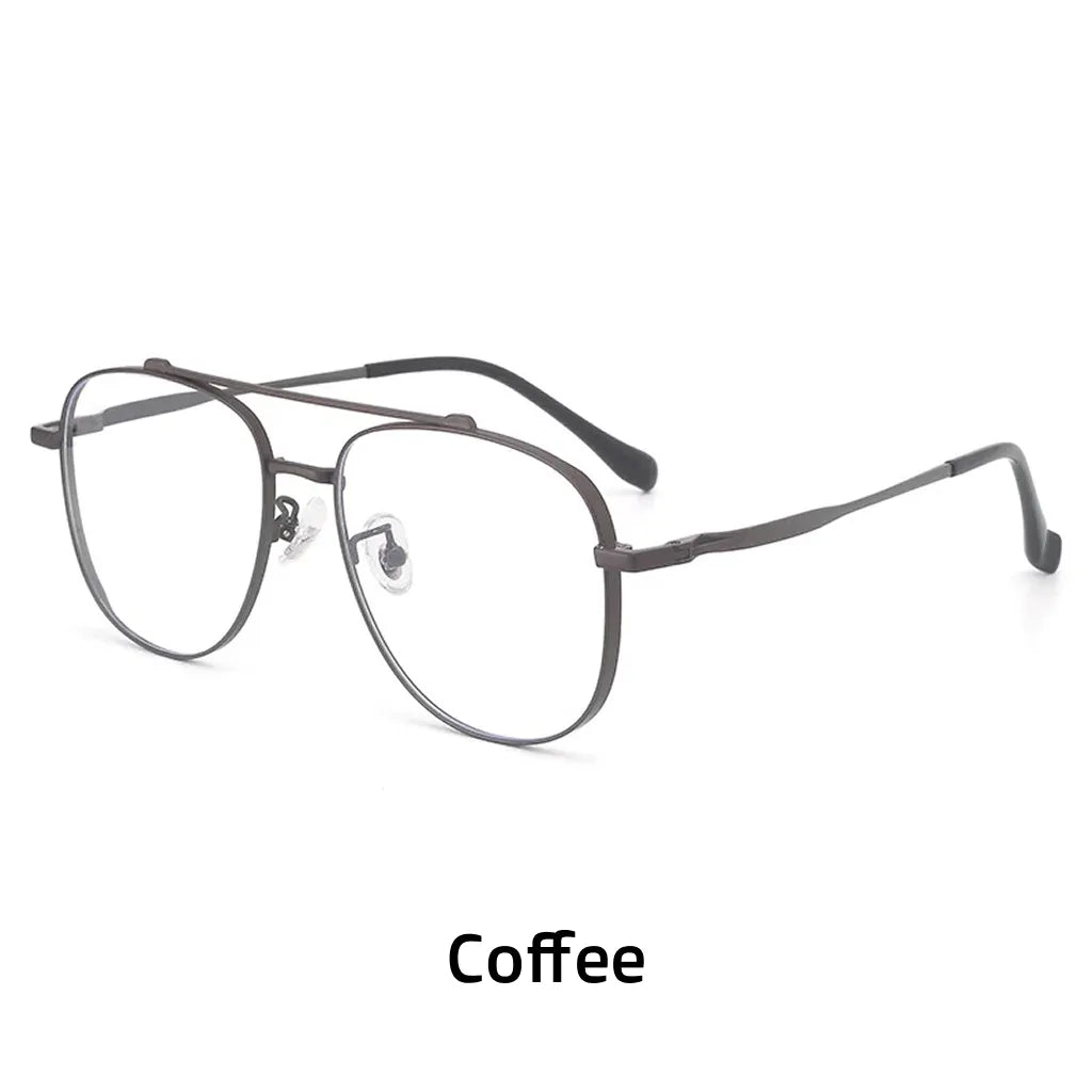 Pure Titanium Polygonal Eyeglasses Frame - Retro Double Beam Design