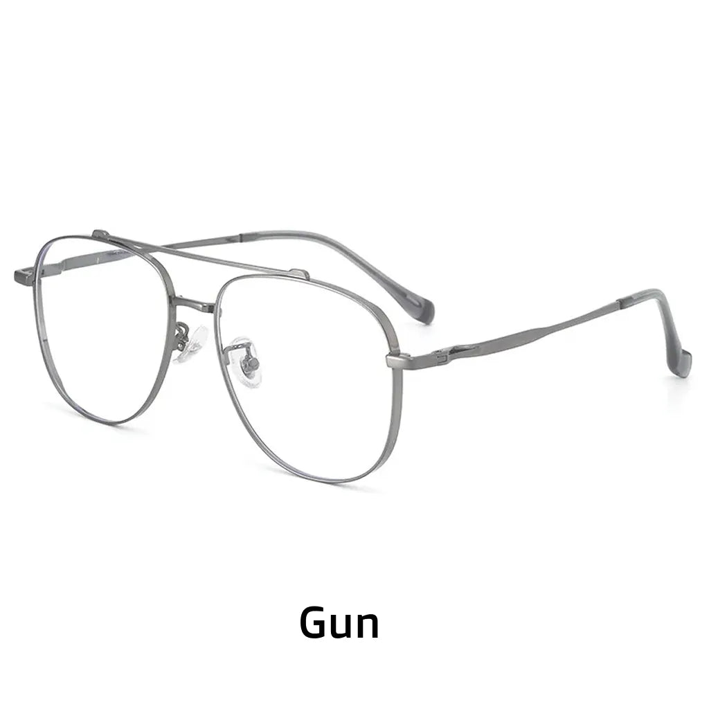 Pure Titanium Polygonal Eyeglasses Frame - Retro Double Beam Design