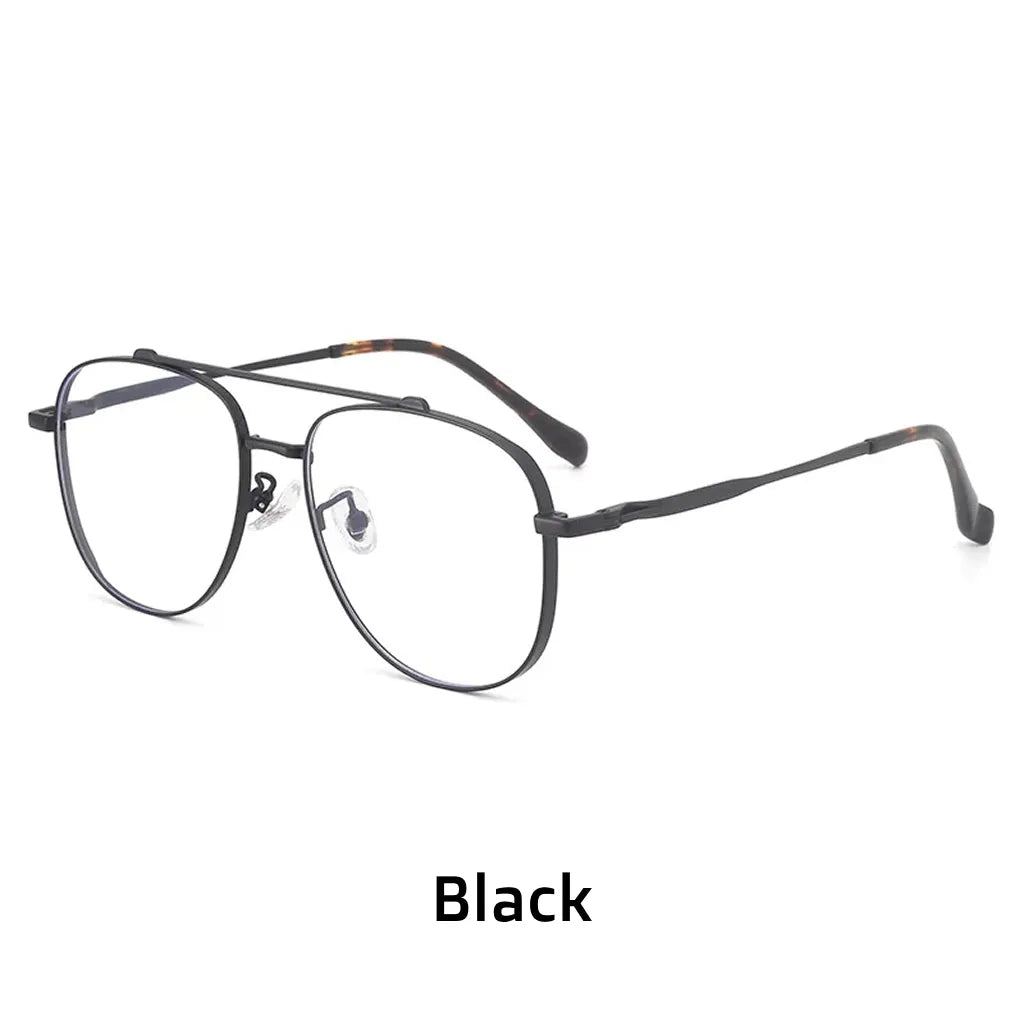 Pure Titanium Polygonal Eyeglasses Frame - Retro Double Beam Design
