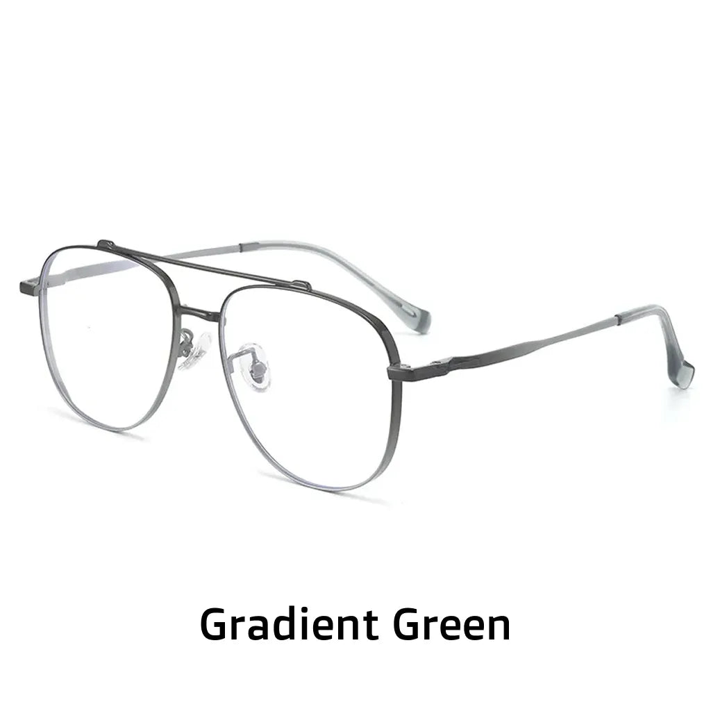 Pure Titanium Polygonal Eyeglasses Frame - Retro Double Beam Design