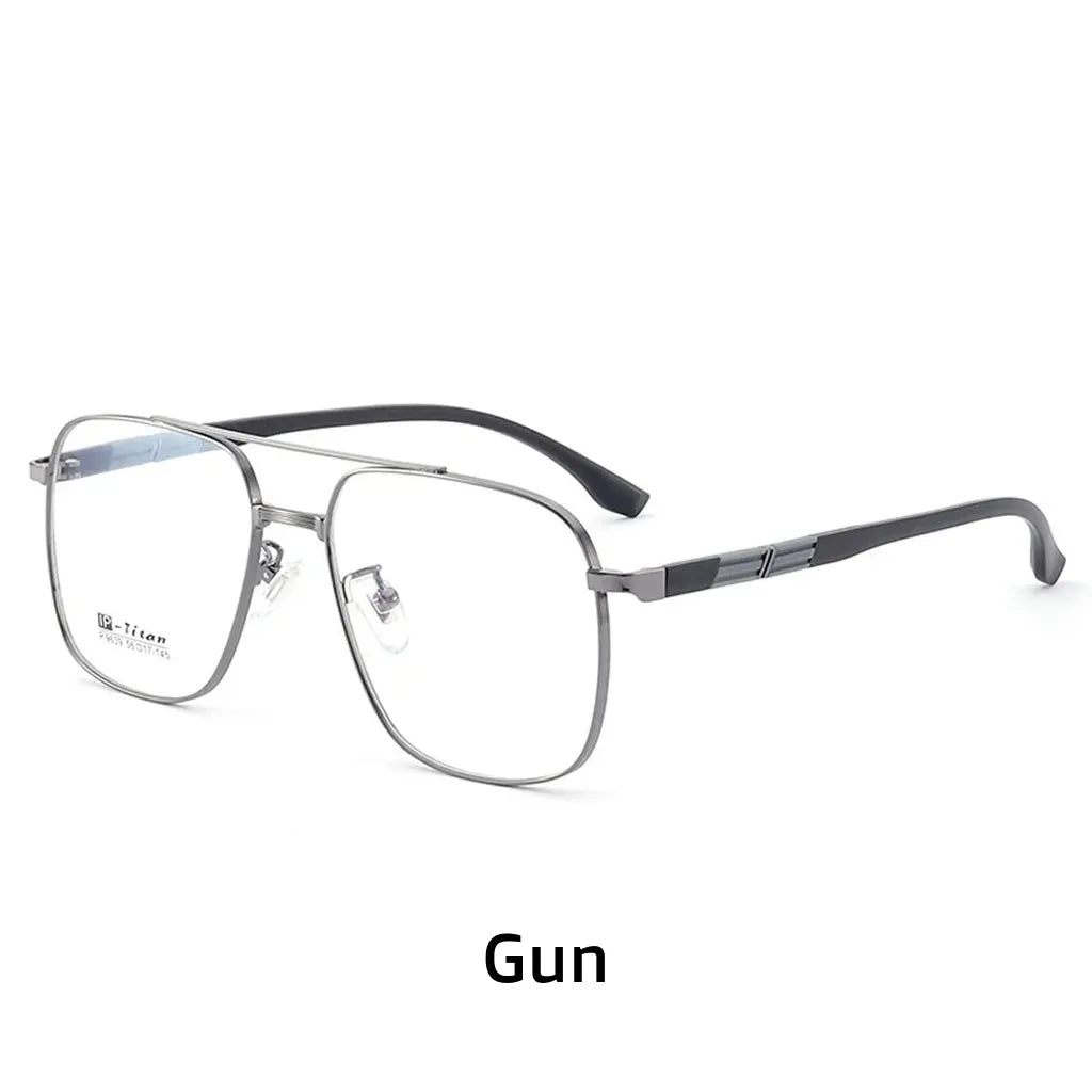 Pure Titanium Double Bridge Optical Glasses Frame - Lightweight Large Face