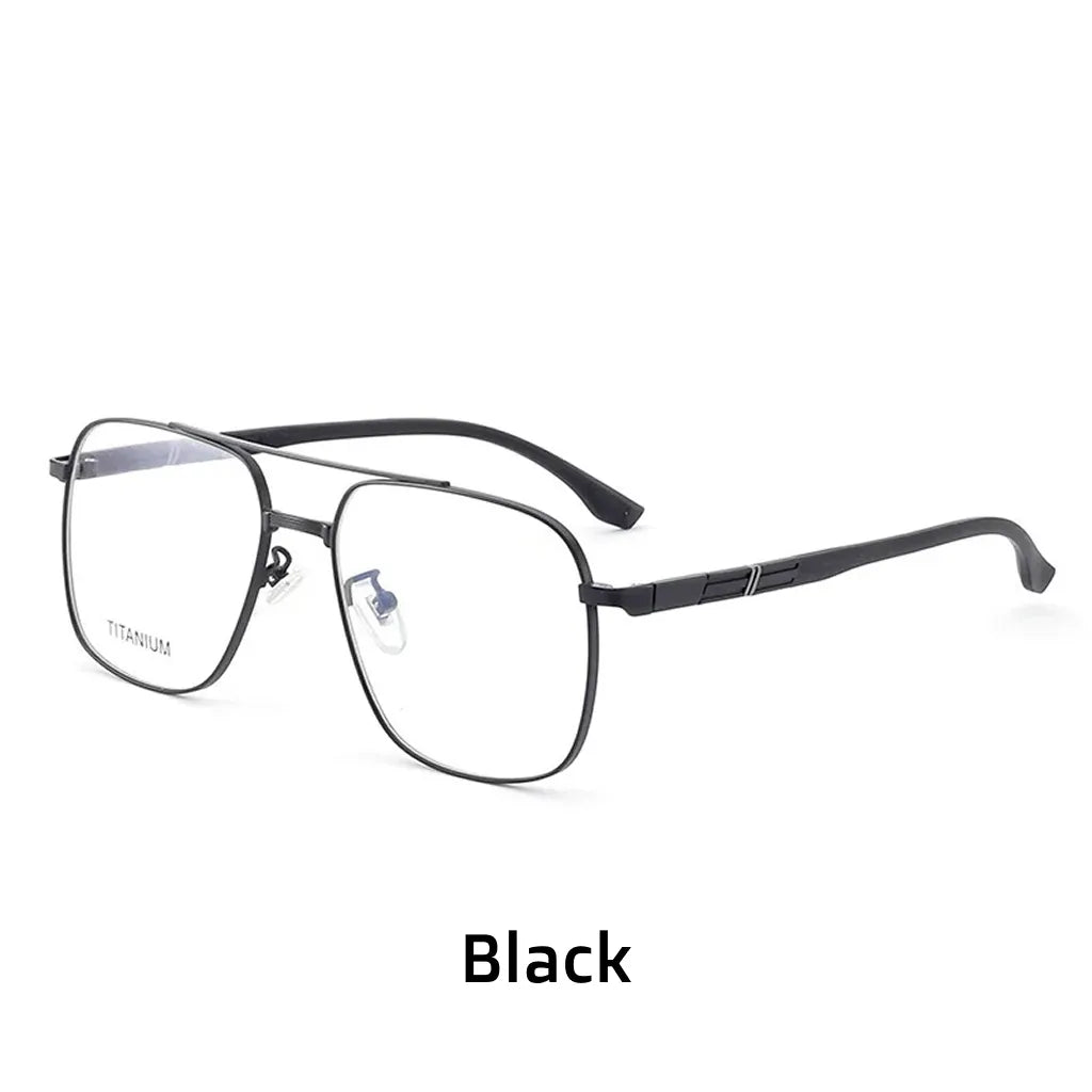 Pure Titanium Double Bridge Optical Glasses Frame - Lightweight Large Face