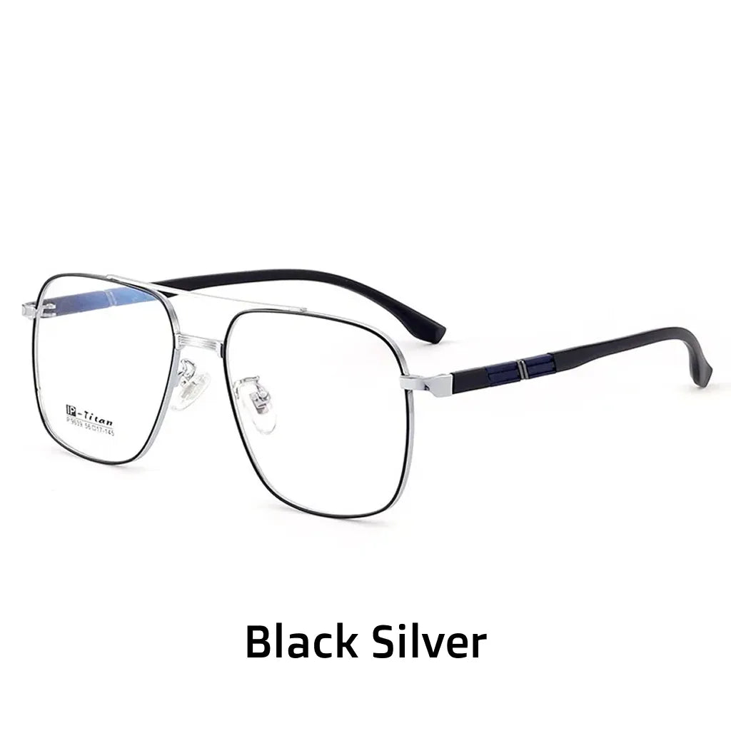 Pure Titanium Double Bridge Optical Glasses Frame - Lightweight Large Face