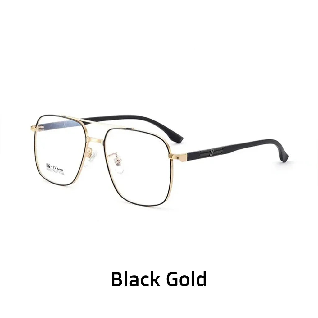 Pure Titanium Double Bridge Optical Glasses Frame - Lightweight Large Face