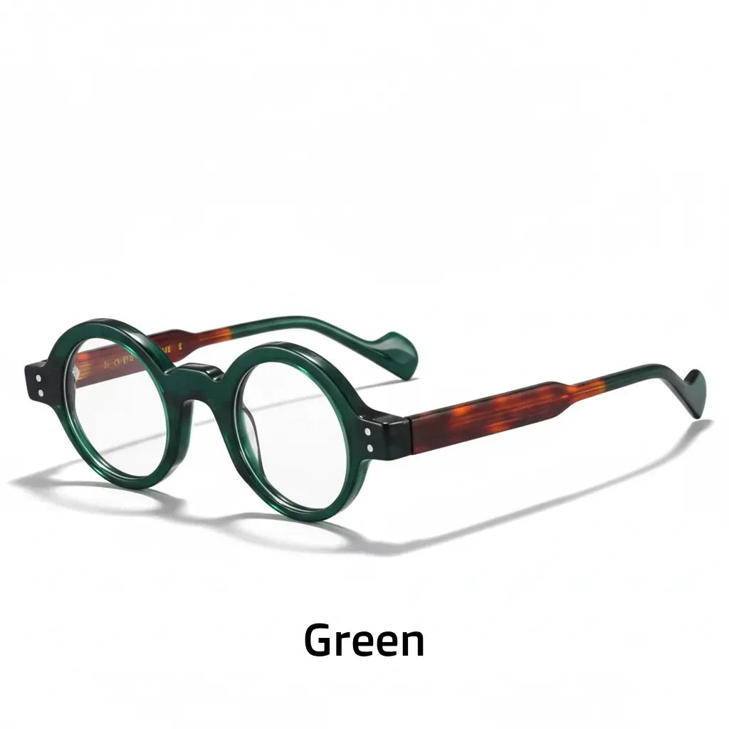 Retro Round Acetate Eyeglass Frame - Unisex Optical Prescription Glasses