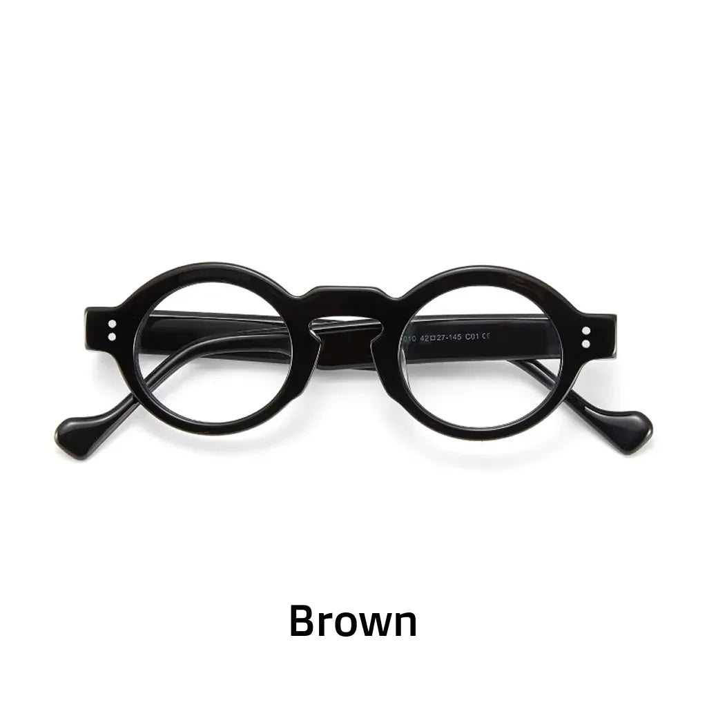 Retro Elliptical Acetate Glasses Frame - Unisex Optical Prescription Eyewear