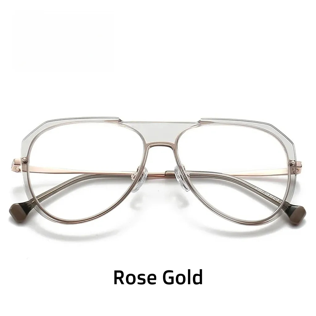 Double Beam Elliptical Eyeglass Frame - Plastic Titanium Optical