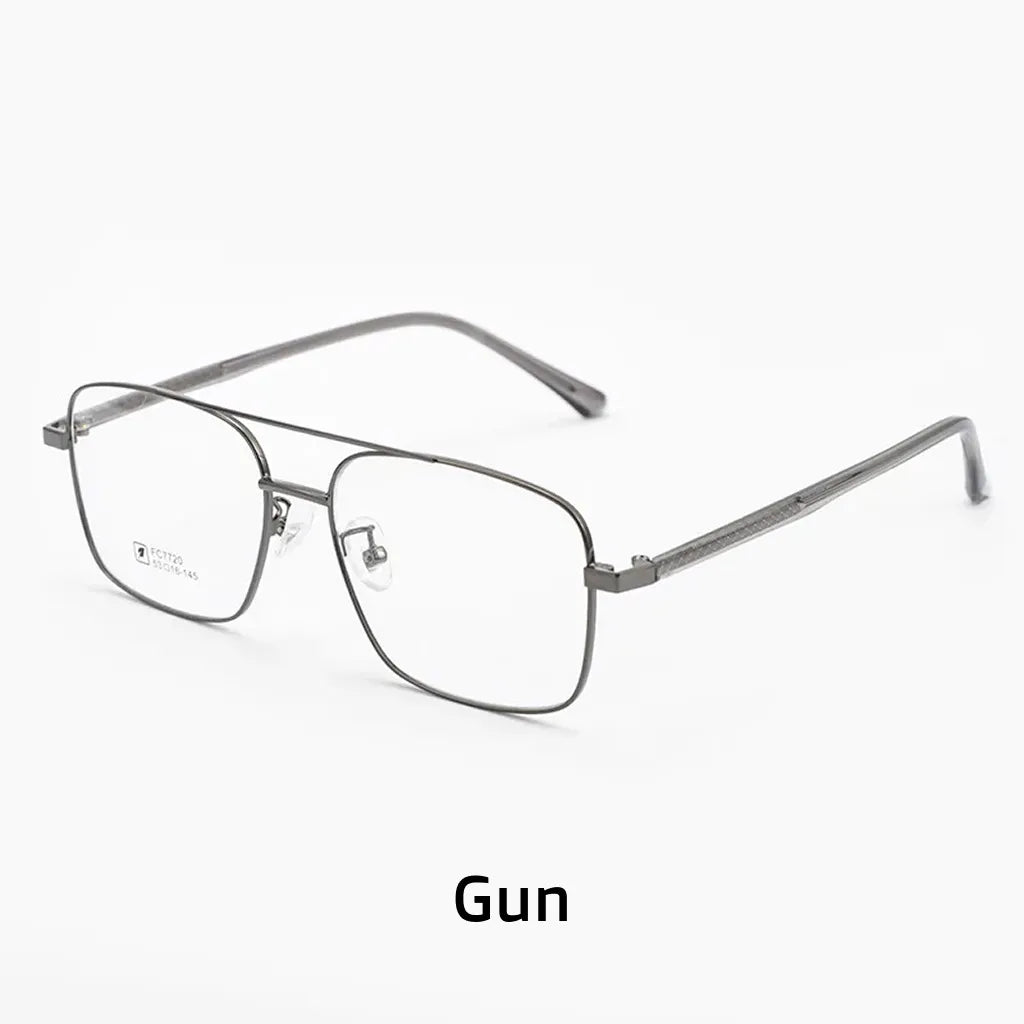 Retro Double Beam Alloy Eyeglass Frame - Ultra Light Optical Prescription Frame 7720CF
