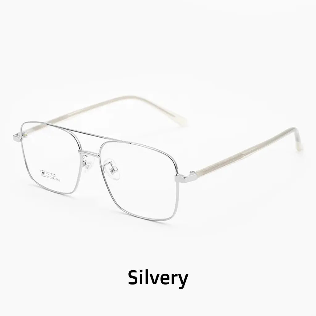 Retro Double Beam Alloy Eyeglass Frame - Ultra Light Optical Prescription Frame 7720CF