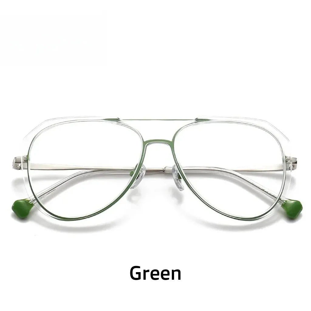 Double Beam Elliptical Eyeglass Frame - Plastic Titanium Optical