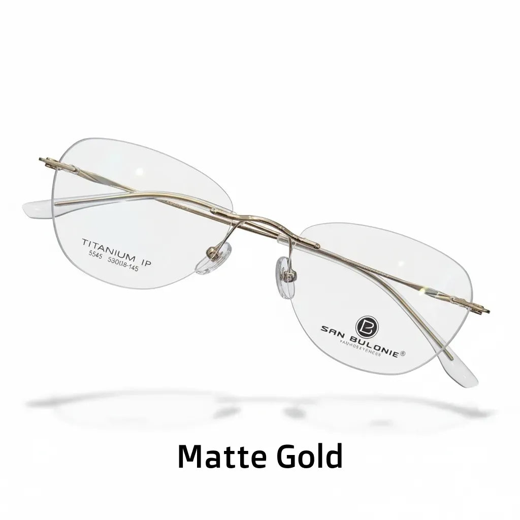 Titanium Cat-Eye Frameless Glasses with Blue Light Protection