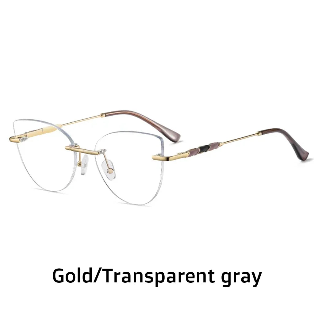 Frameless Cat Eye Glasses - Anti Blue Light Optical Frame
