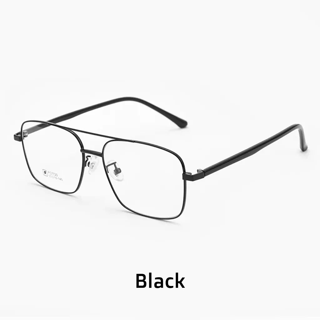 Retro Double Beam Alloy Eyeglass Frame - Ultra Light Optical Prescription Frame 7720CF