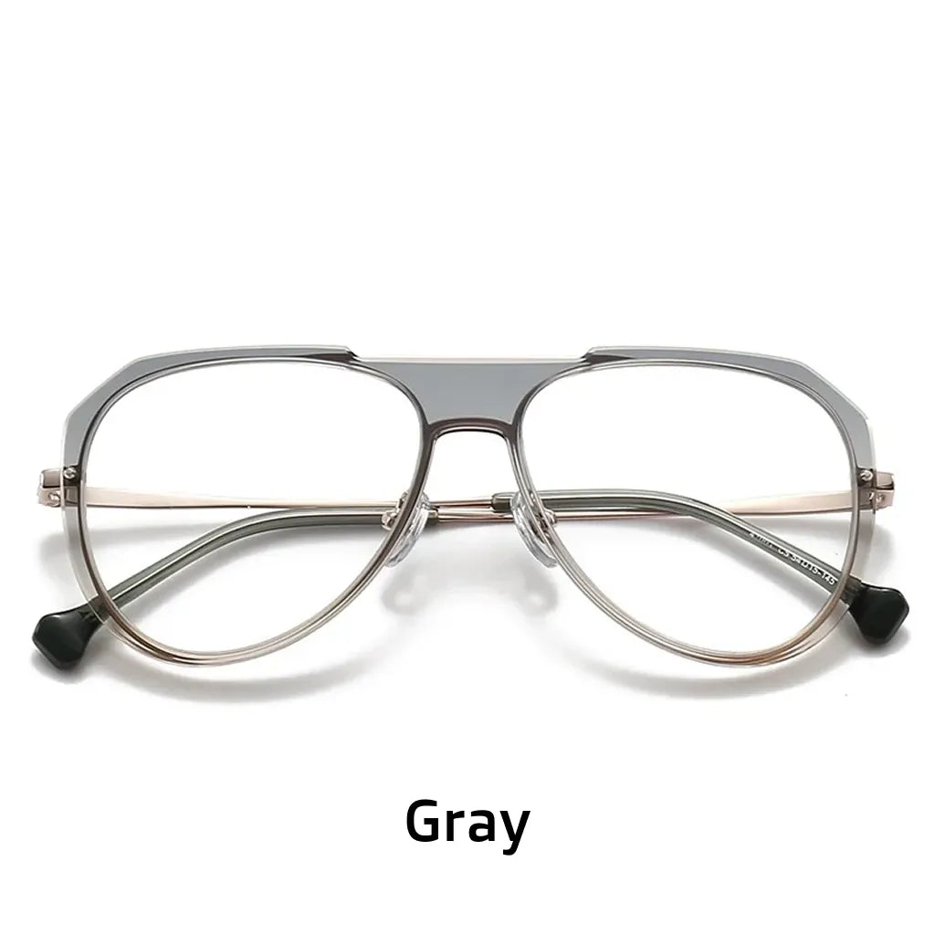 Double Beam Elliptical Eyeglass Frame - Plastic Titanium Optical