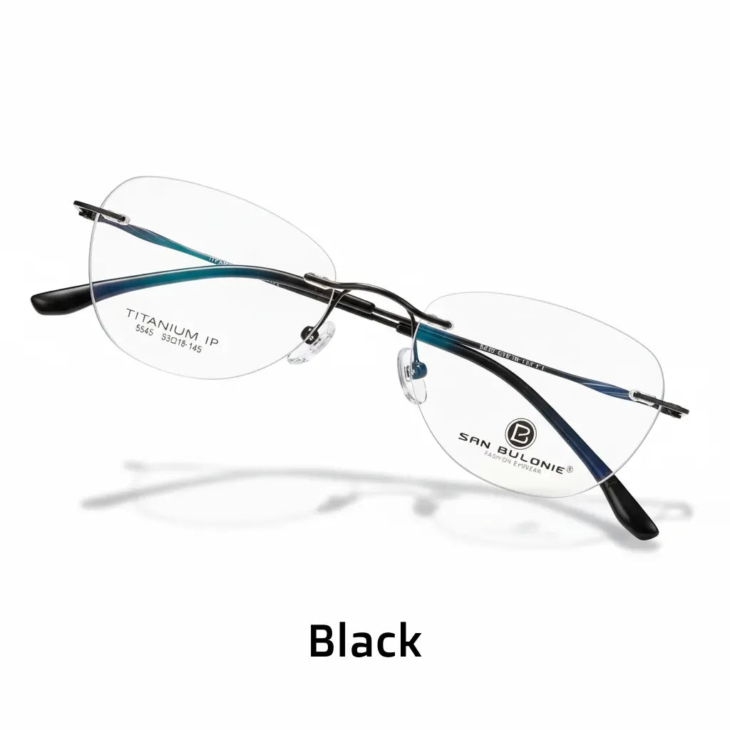 Titanium Cat-Eye Frameless Glasses with Blue Light Protection
