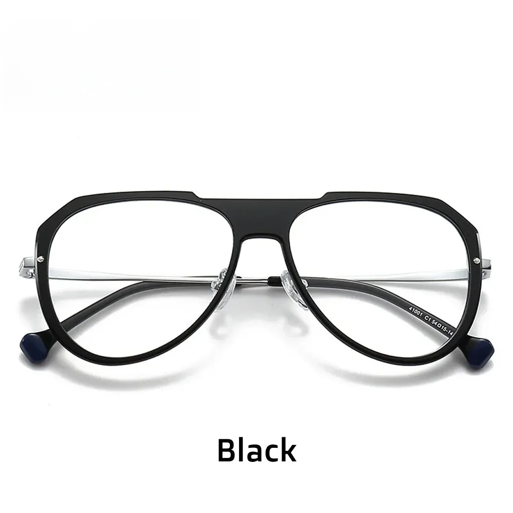 Double Beam Elliptical Eyeglass Frame - Plastic Titanium Optical