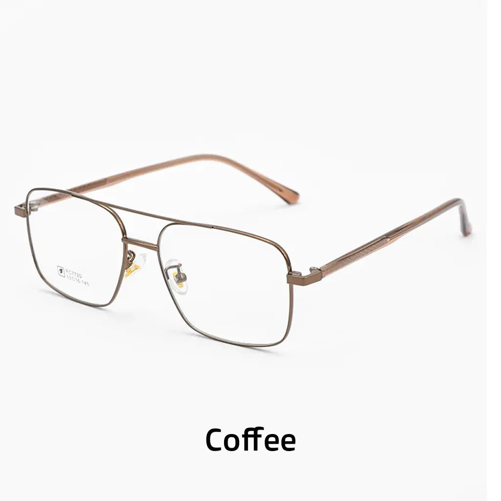 Retro Double Beam Alloy Eyeglass Frame - Ultra Light Optical Prescription Frame 7720CF