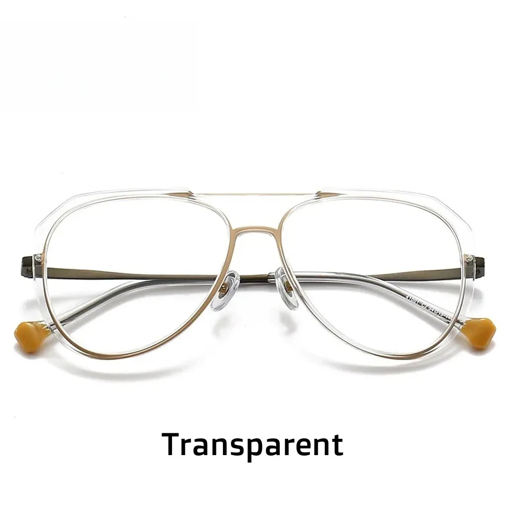 Double Beam Elliptical Eyeglass Frame - Plastic Titanium Optical
