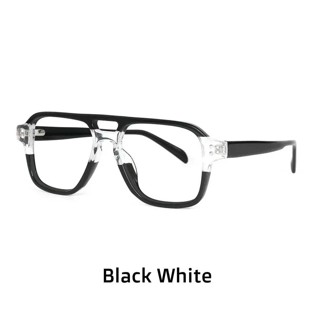 Retro Double Beam Acetate Eyeglasses Frame - Unisex Optical Prescription Glasses