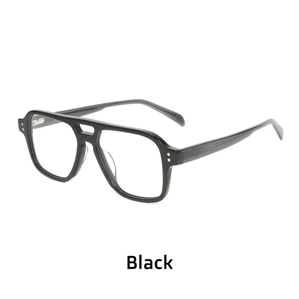 Retro Double Beam Acetate Eyeglasses Frame - Unisex Optical Prescription Glasses