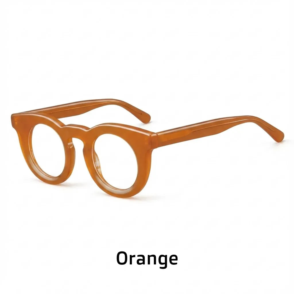 Retro Round Acetate Eyeglasses - Unisex Optical Prescription Frames